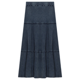 Spades Ribbed Stone Washed Tiered Midi