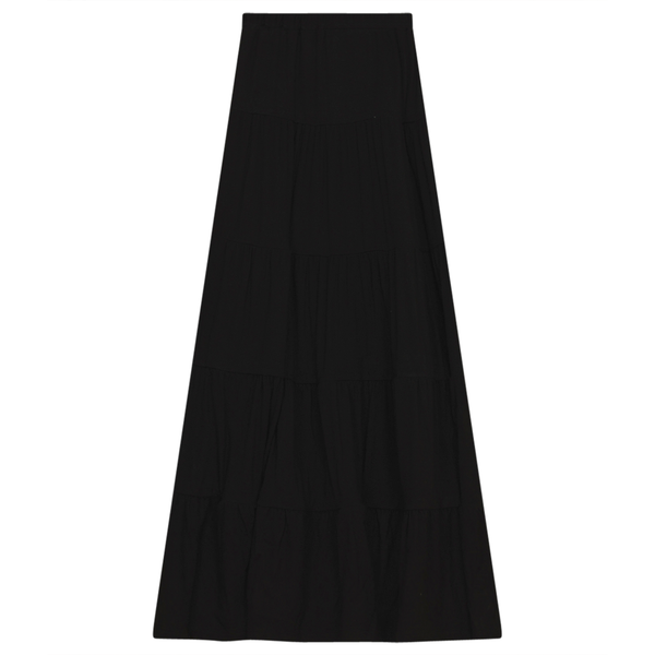 Unclear Tiered Solid Long Skirt