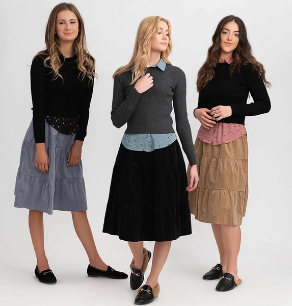 Unclear WB0CYT1328 Tiered Corduroy Skirt