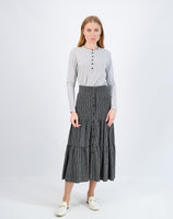 Riff Ribbed Midi Button Tiered Skirt