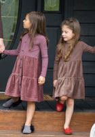 Two Squares Rib & Velour Tiered Dress