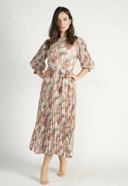 Harper Pleated Print Dress