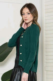 Cable Gold Button Open Front Cardy