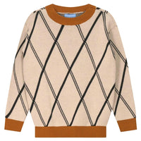 Pompomme Plaid Knit Sweater