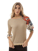 OOTD Striped Sweater With Design Sleeve