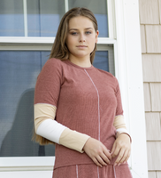 Lilac Mix Ribbed Top Stitched Top