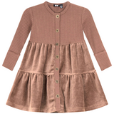 Two Squares Rib & Velour Tiered Dress