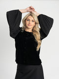 EUX Velour Organza Sleeve Top