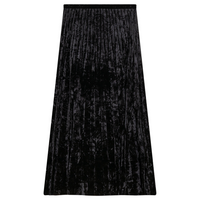 EUX Crushed Velour Accord Pleated Skirt