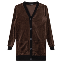 Unclear Velour and Rib Cardigan